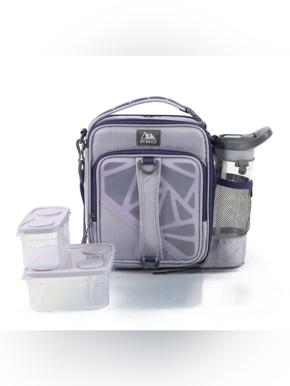 Arctic Zone Pro Insulated Lavender Lunch Tote with Bottle and Containers